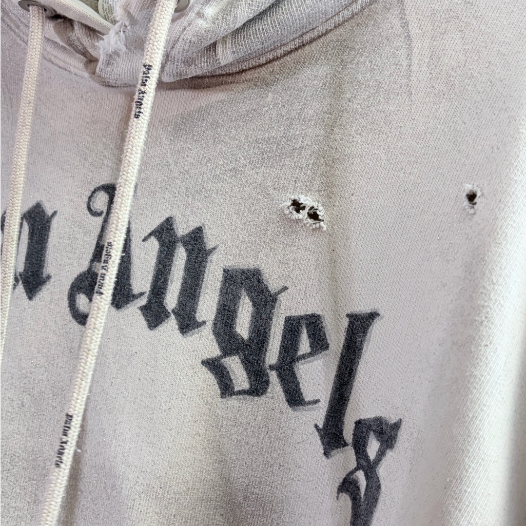 Palm Angels Gray Hoodie With Black Label